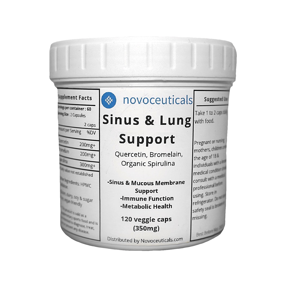 Sinus and Lung Support (Bromelain, Quercetin & Spirulina) Novoceuticals
