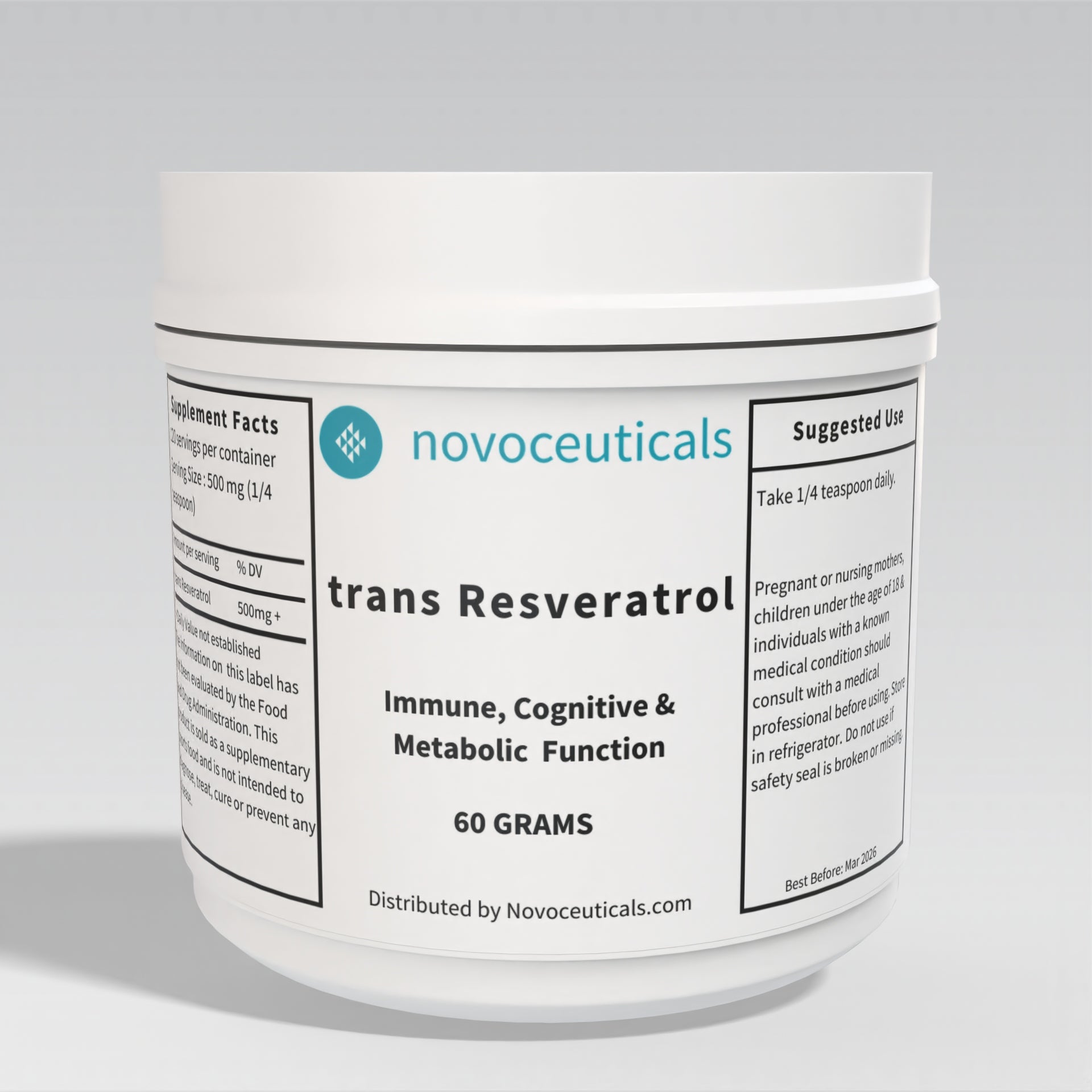 Pure Pharma Grade trans Resveratrol Powder
